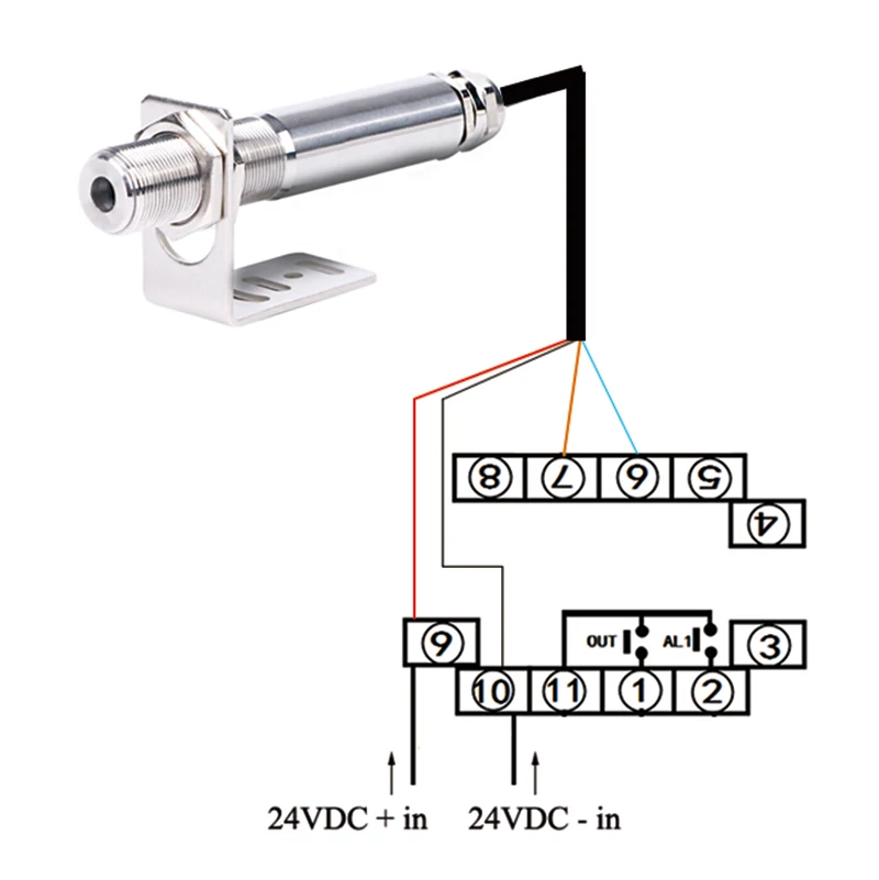 Infrared non-contact temperature controller 0-100\'C 0-500\'C 0-600\'C 0-1000\'C din type laser thermostat with aiming device