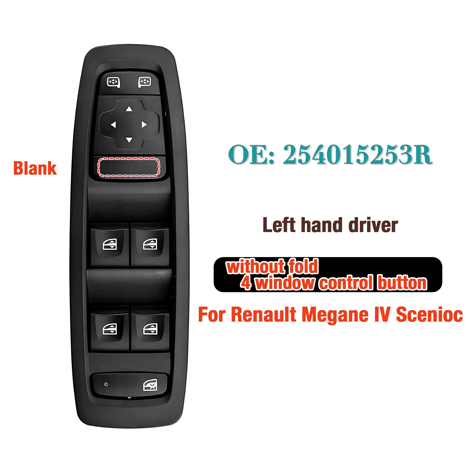 25401-5253R For Renault Megane Scenic Grand Scenic Kadjar Talisman,Front Left Power Window Master Glass Lifter Control Switch