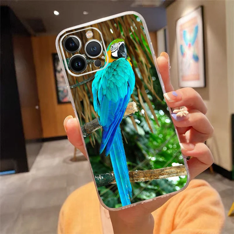 Parrot Macaw Bird Phone Case For iphone 16 15 14 Pro Max 16 15 14 13 12 Pro 15Plus iphone 11