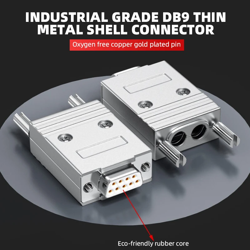 

Double Outlet DB9 Soldering Connector Industrial Metal 9 Pin Serial Port Dual RS232 485 Male Female Connector 2-hole Metal Shell