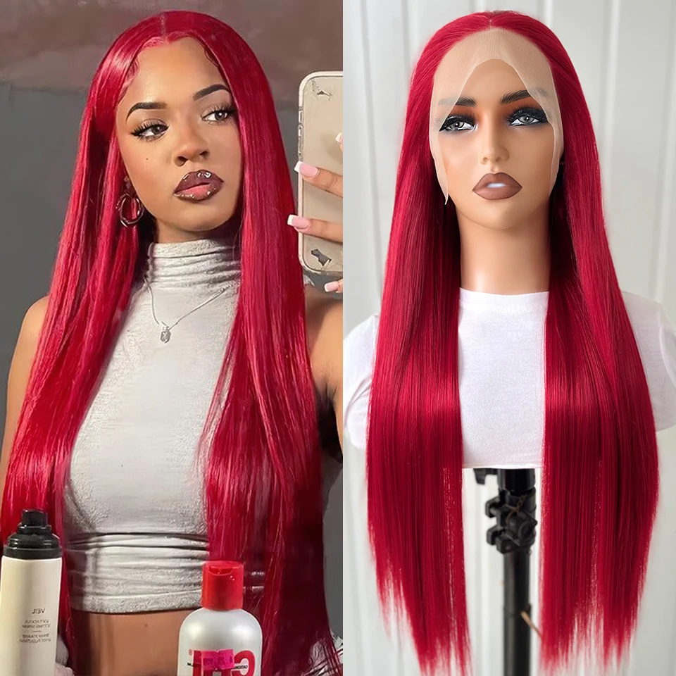Charisma Soft Synthetic Wig For Women Synthetic Lace Front Wig Red Lace Wigs Heat Resistant Fiber Hair Long Silky Straight Wigs