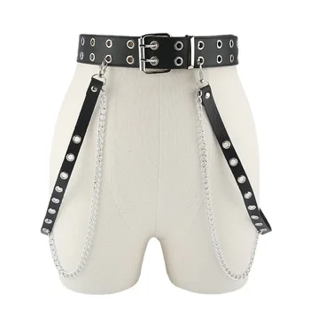 Harajuku escuro menina punk estilo gótico duplo breasted botão único breasted cinto decoração jk cintura corrente cinta