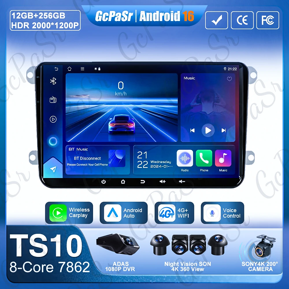 

Для VW T5 Jetta Passat B6 Golf MK6 Tiguan Touran Scirocco Skoda Rapid Octavia Android 15, автомобильный радиоприемник, видео, GPS-навигация