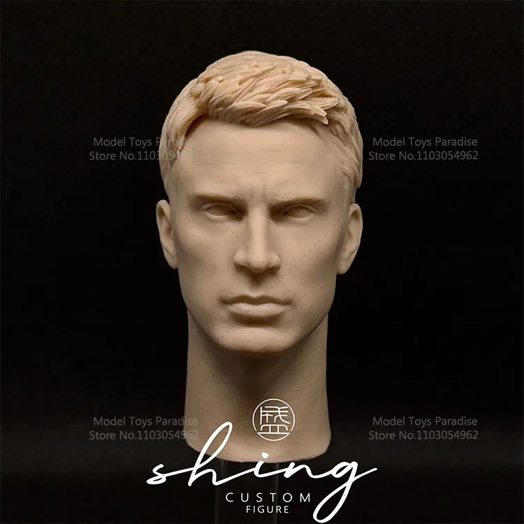 

Unpainted DIY 1/6 Scale Men Soldier Captain America White Model Head Chris Evans Super Hero Head Fit 12inch Action Figure Body