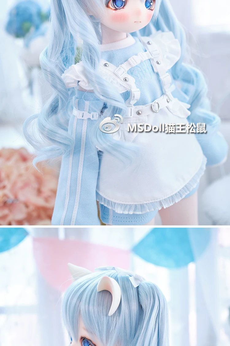 BJD Doll Wig 1/3 1/4 1/6 Handmade Bjd Doll Wig Curly Hair DIY Joints Doll Toy Fashion Fiber Double Tail Wig Dolls Accessories