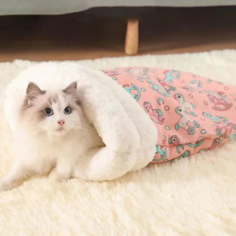 Comfortable Cat Sleeping Bag Soft Cat Bed Warm Closed Cat Bed Funny Tunnel Pet Nest Lovely Nest for Cats 2.5-7kg Cat Accessories