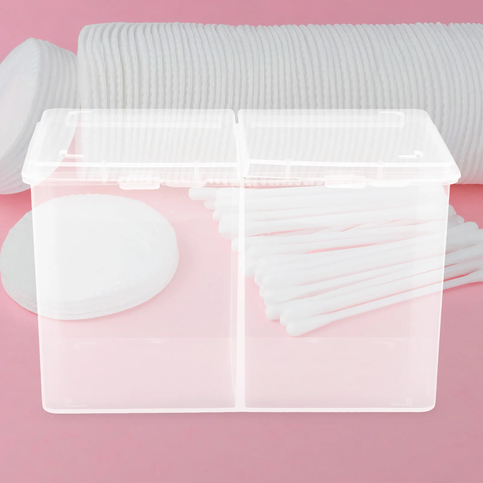 

Cotton Pads Storage Organizer Box Sturdy Plastic Holder Large Capacity Makeup Accessories Portable Cosmetics Case