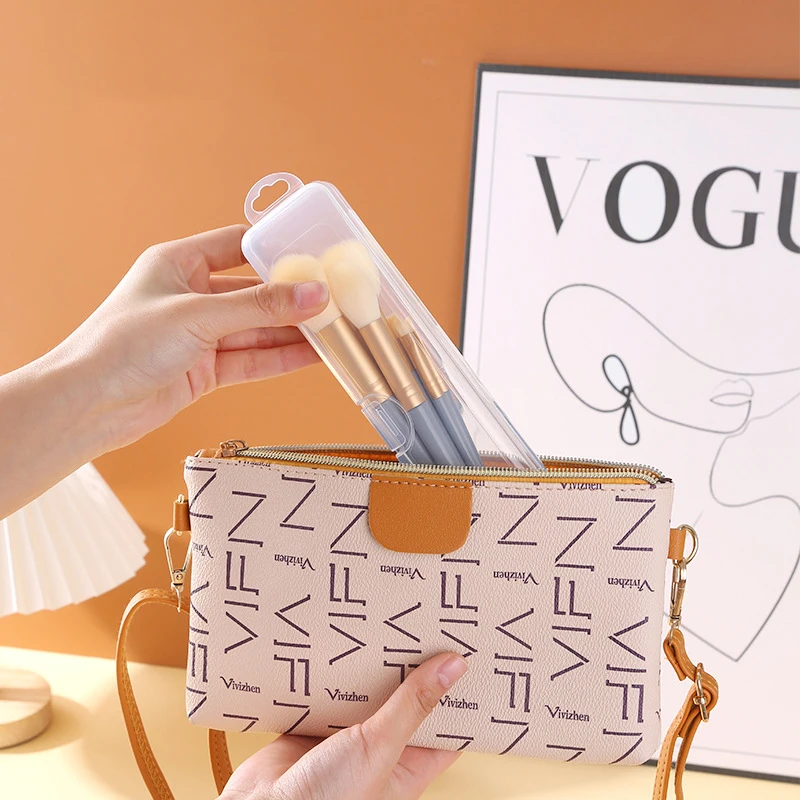Caja de almacenamiento de brochas cosméticas, estuche de almacenamiento portátil para lápices de cejas, contenedor organizador de cosméticos transparente a prueba de polvo, herramientas de maquillaje