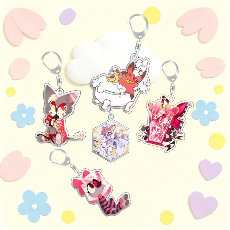 Keychain for Hazbin Hotel  Alastor Angel Dust Homemade Acrylic Keychain Pendant Bag Charms Game Anime Collection Toy Gift 5cm