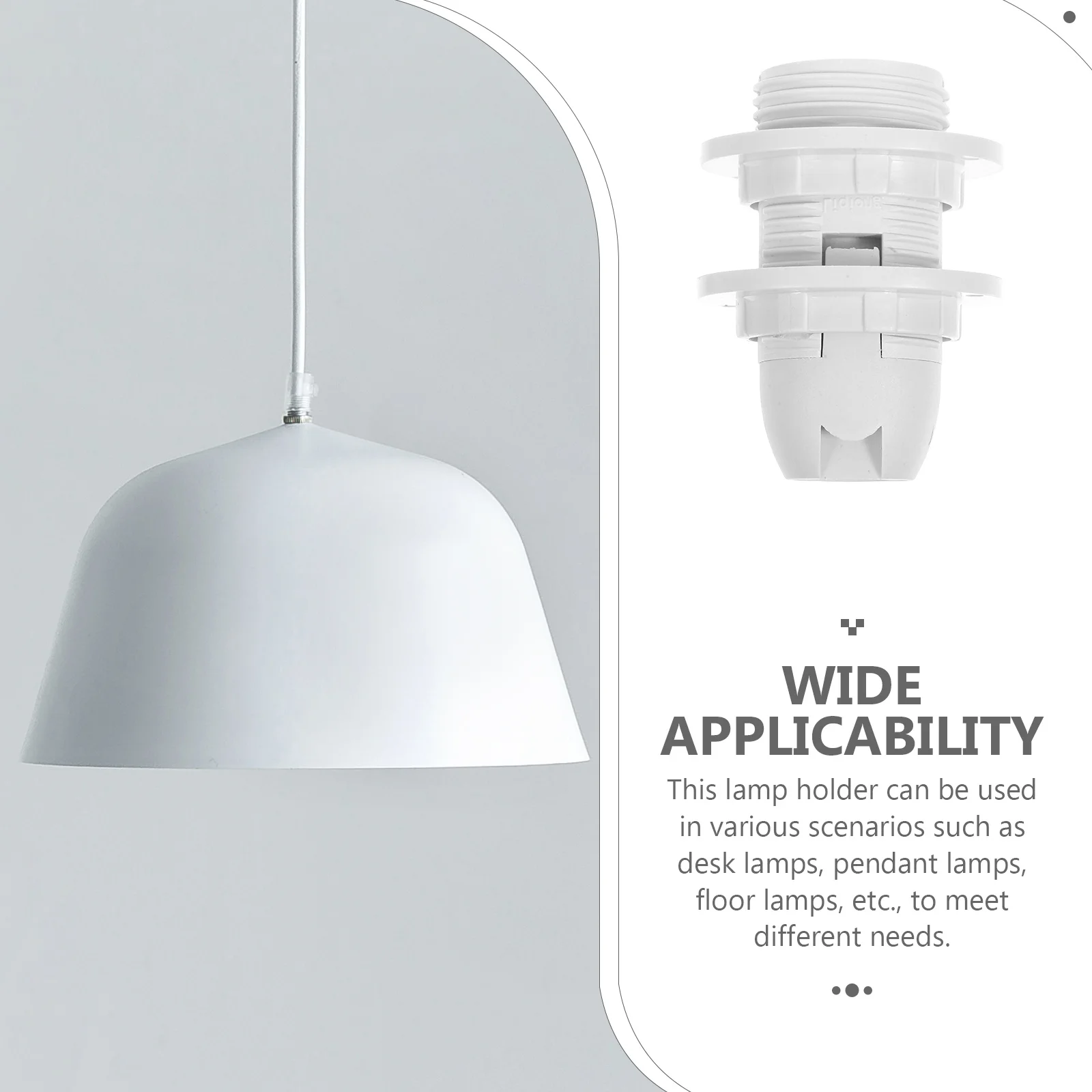 2Pcs E14 Full Thread Lamp Holder White Plastic Socket for Table Floor Light Aesthetic Design Compact Lightweight Lamp Accessory