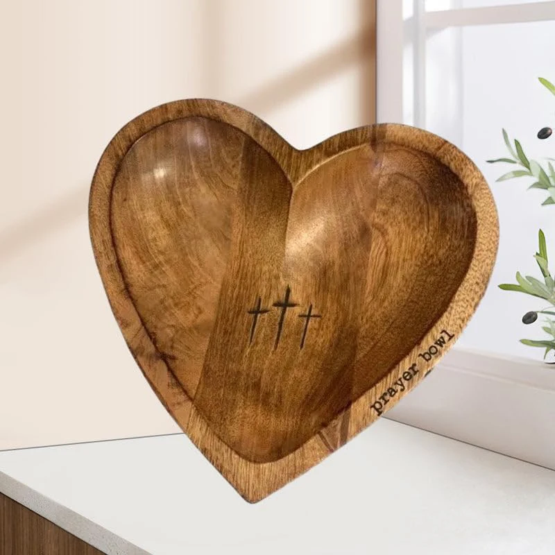 Heart Shaped Wooden Salad Bowls Mixed Bowls Prayer Bowl Gifts For Table Decor Fruit Plate Kitchen Tableware Religious Gift