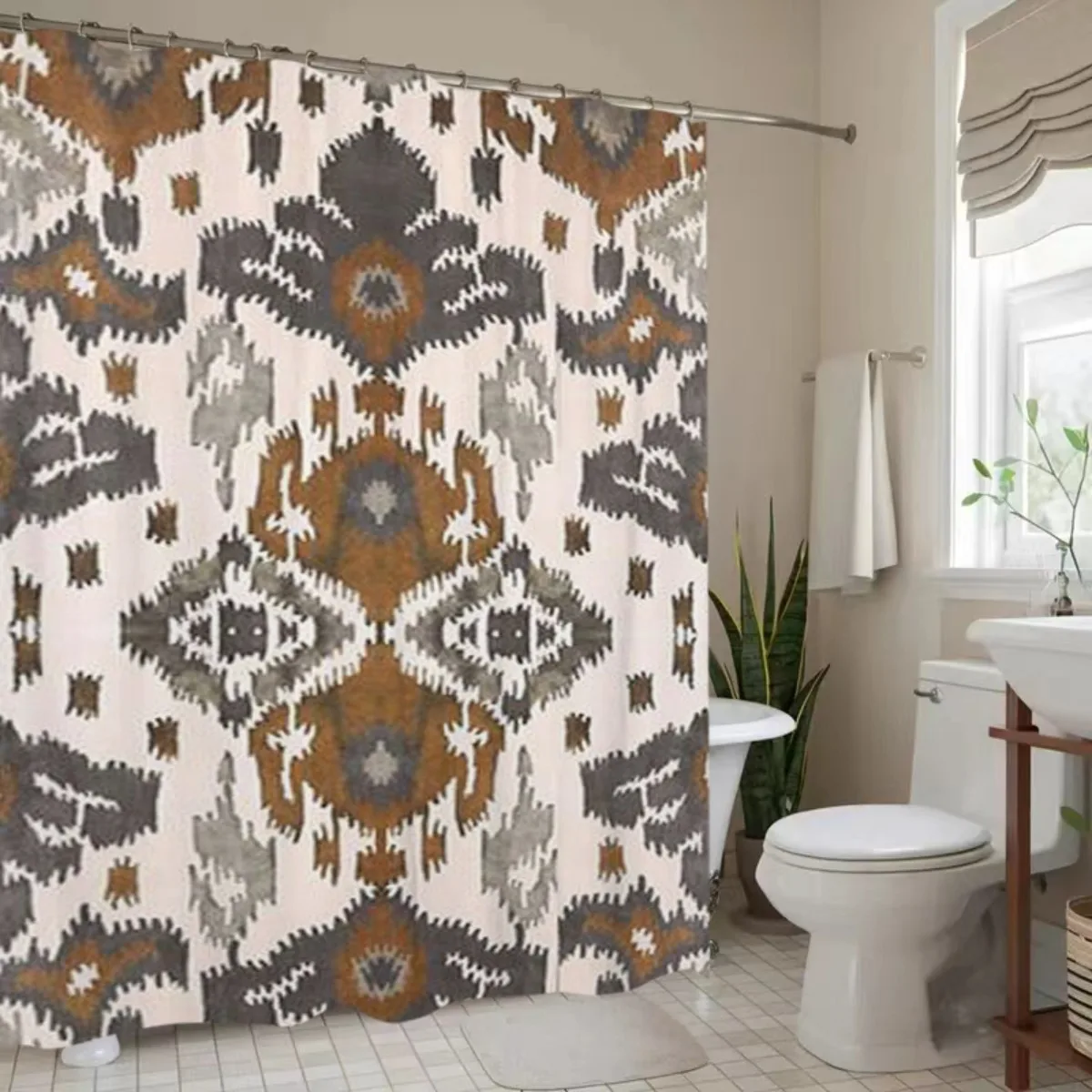 

Текстильная занавеска с геометрическим рисунком — полиэстер, сверхширокие кольца, можно стирать в машине, крючки, пружинный дизайн