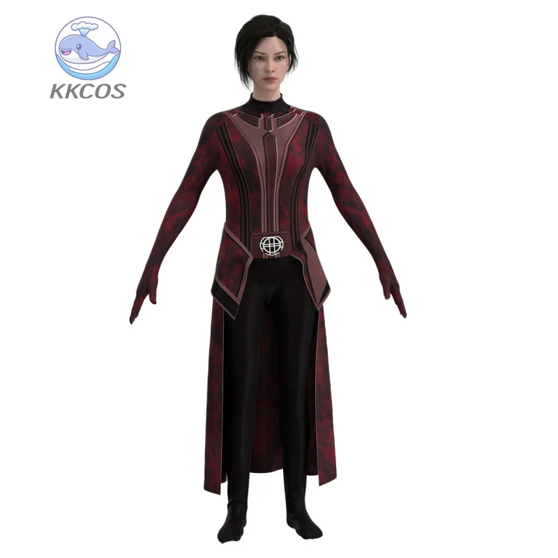 Wangda Vision القرمزي تأثيري الساحرة زي تاج مقنعين عباءة المرأة ماجيك بطل الزي لحفلة الهالوين KKCos