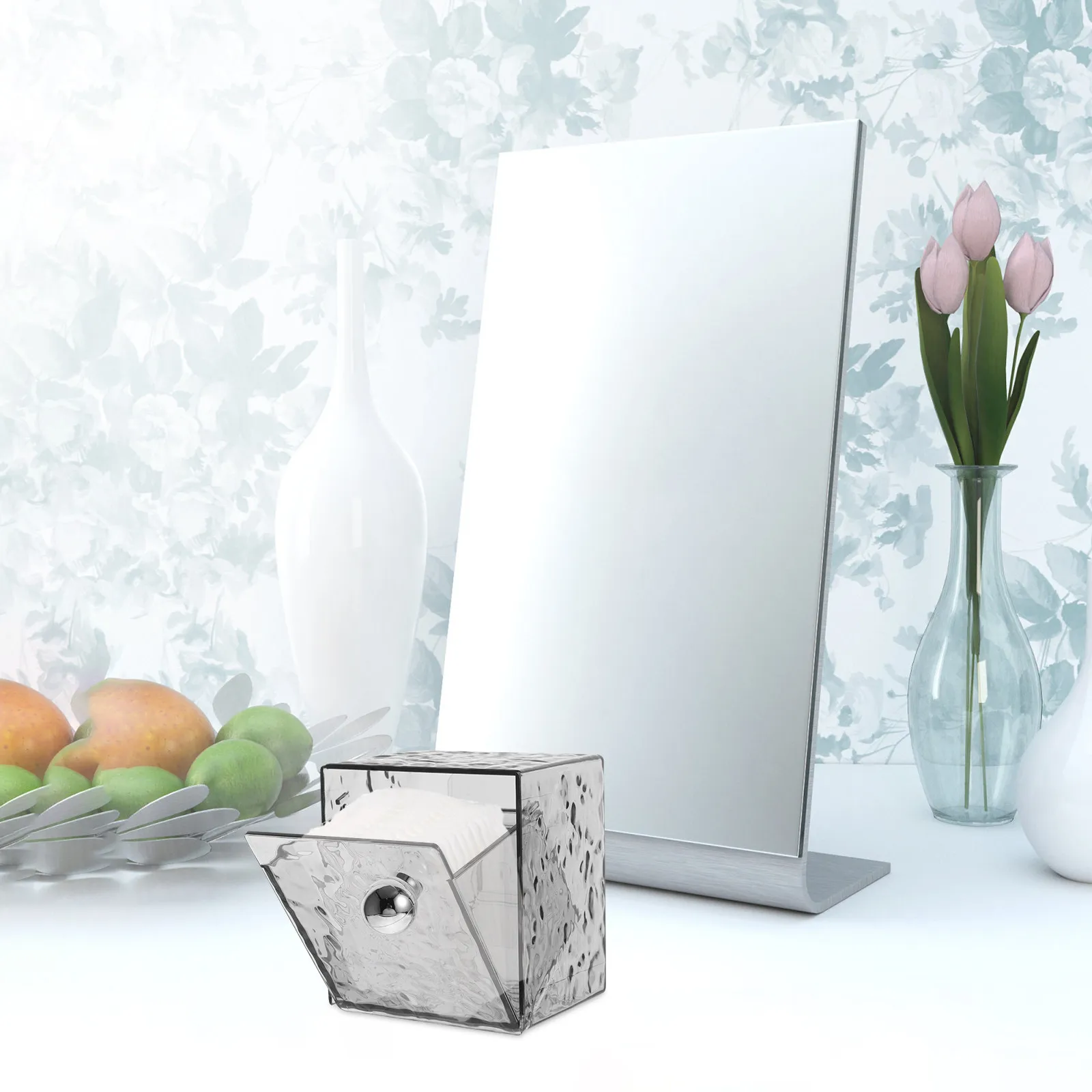 

Настенный органайзер для косметики, прозрачный серый, для ватных дисков, ватных палочек, помады, пылезащитный, экономит место, для ванной комнаты