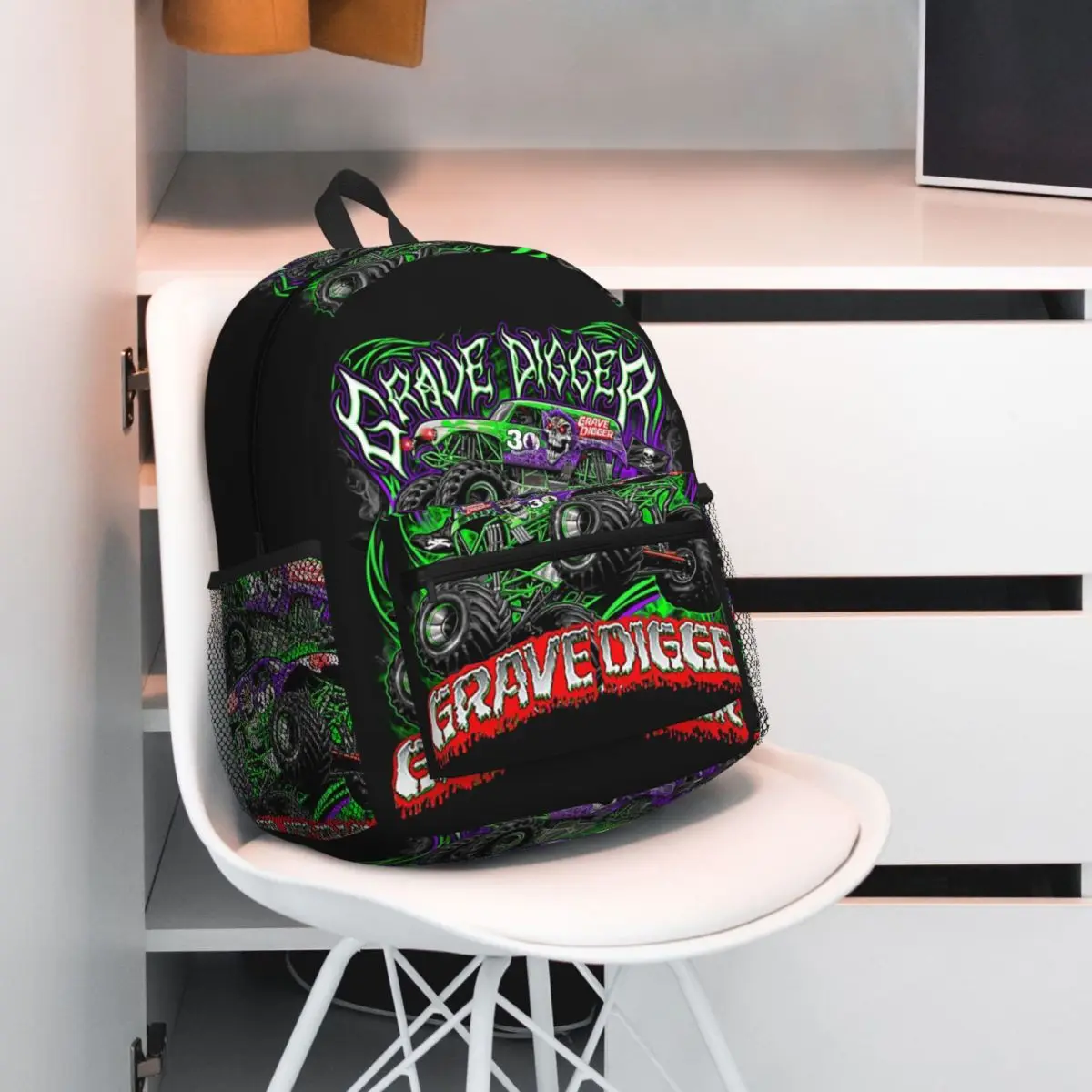 

Monster Jam Grave Digger Monster Truck Рюкзак Большой вместительный детский рюкзак Школьная сумка Сумки на плечо для мужчин и женщин