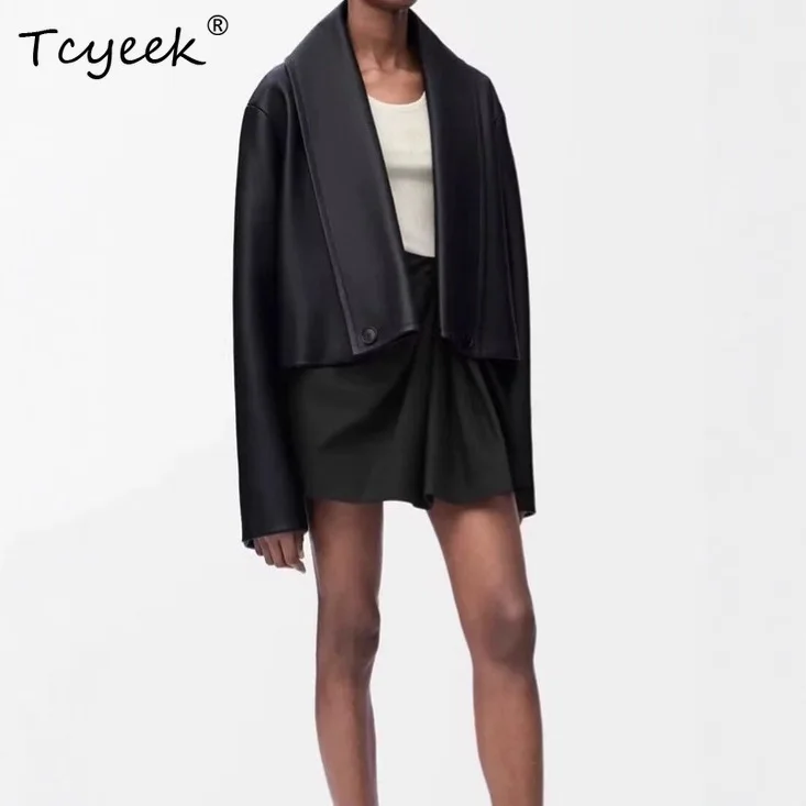 Tcyeek Real Leather Jacket Women 2026 Spring Autumn Sheepskin Coat Female Clothing New in Outerwears Fashion Jaqueta De Couro