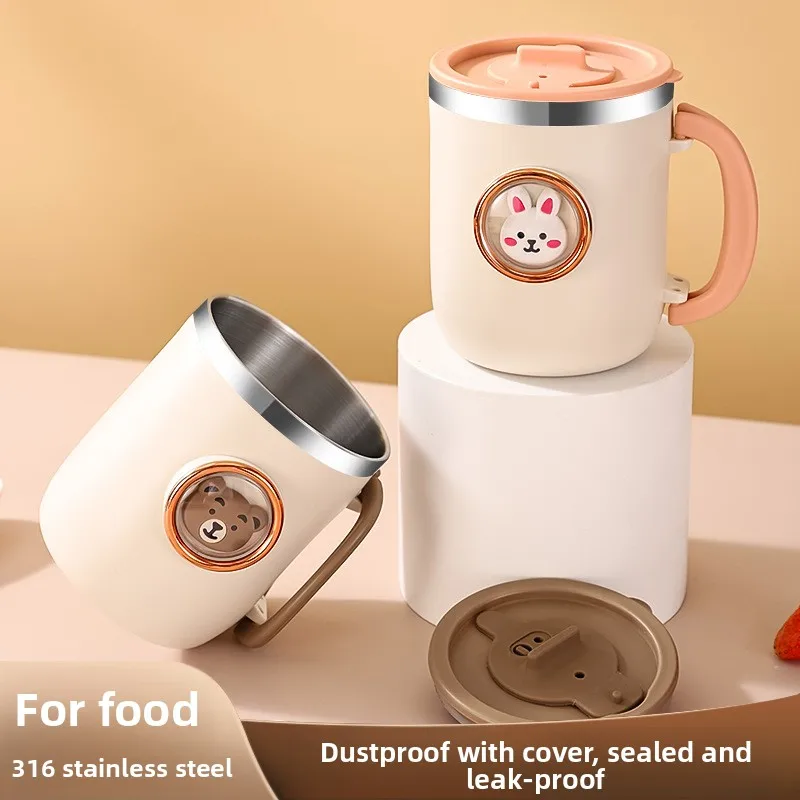 

316 Stainless Steel Portable Coffee Cup Kid Mug Home Office with Tea Leaking Cup with Lid Milk Tea Cup