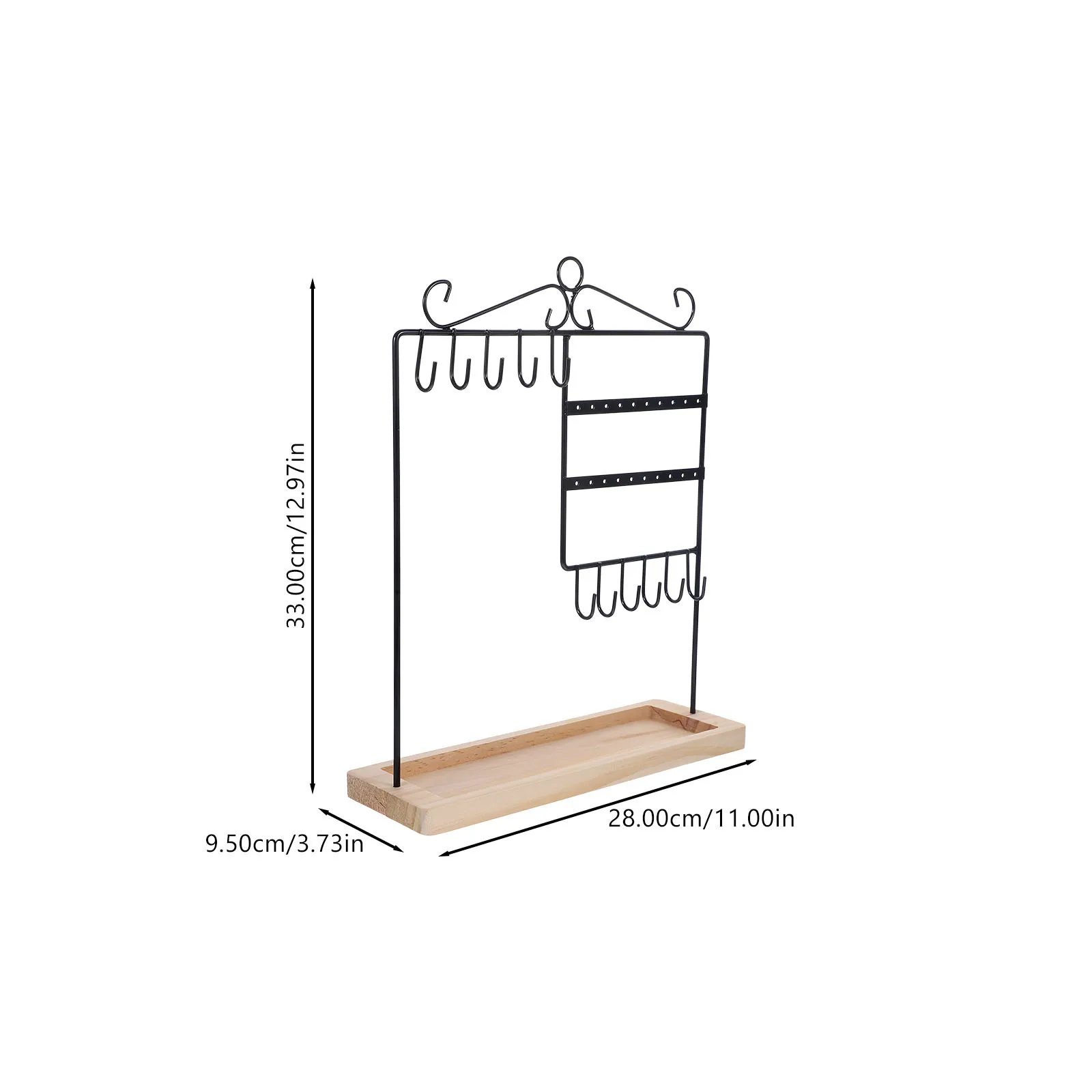 مجوهرات عرض موقف علبة خشبية حامل القرط رف الحديد قلادة سوار التخزين المنظم حامل ملحقات ديكور المنزل
