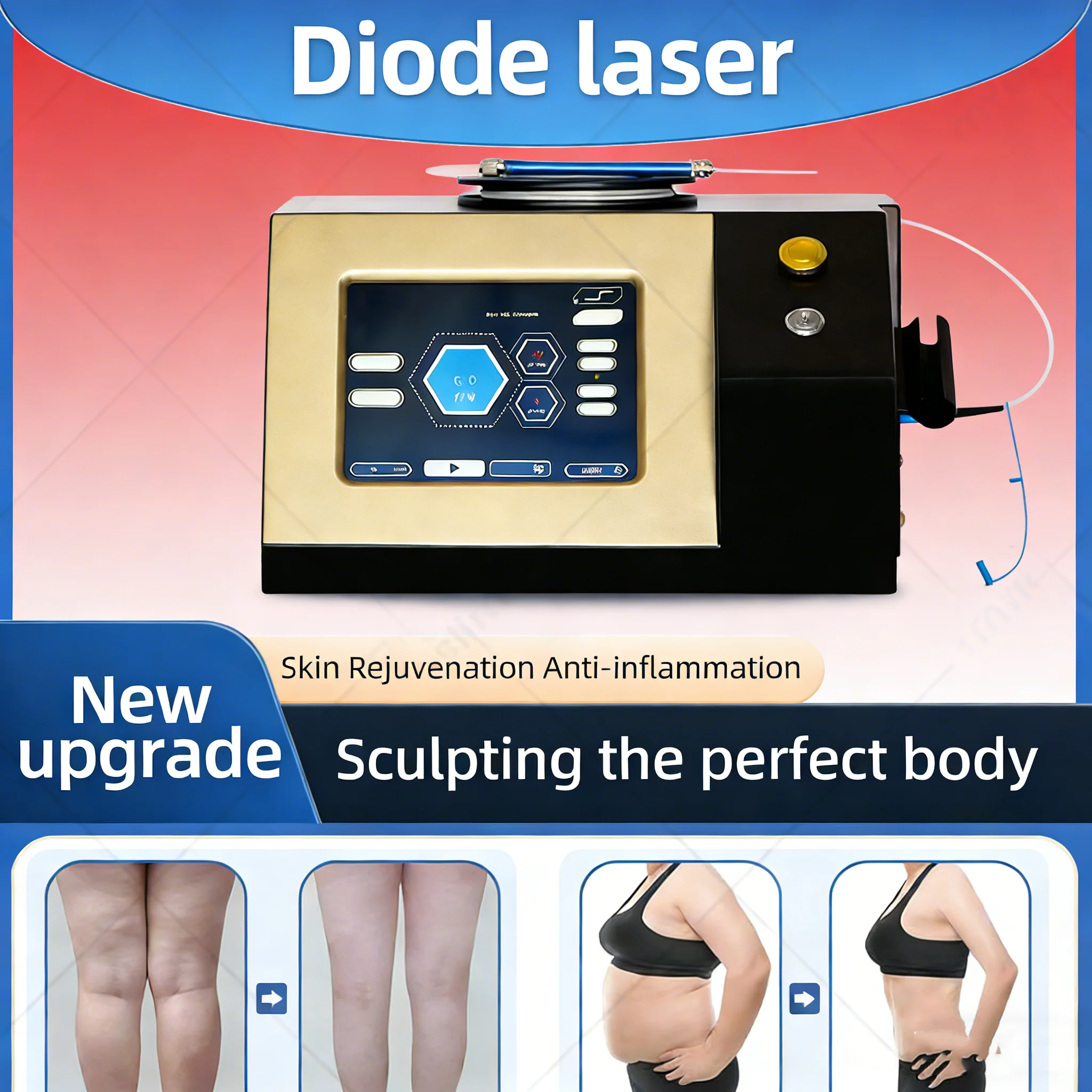 

Профессиональный 15 Вт 635 нм волоконный диодный лазерный липолиз для похудения, устройство для коррекции фигуры, уменьшение жира, эндо-лифтинг для лица, косметическое оборудование