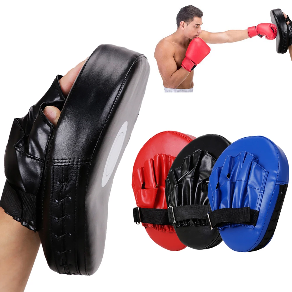 Manoplas de boxeo curvadas de cuero PU, manoplas de boxeo curvadas, almohadillas de Kickboxing para entrenamiento de artes marciales