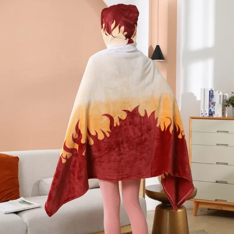 Demon Slayer Blanket Kimetsu No Yaiba Tanjirou Shinobu Pajamas Nezuko Cosplay Cloak Flannel Anime Hoodie Blanket Comfy Homewear