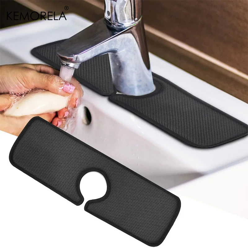 Kitchen Faucet Absorbent Mat Sink Splash Guard Silicone Faucet Splash Catcher Countertop Protector For Bathroom Kitchen Gadgets