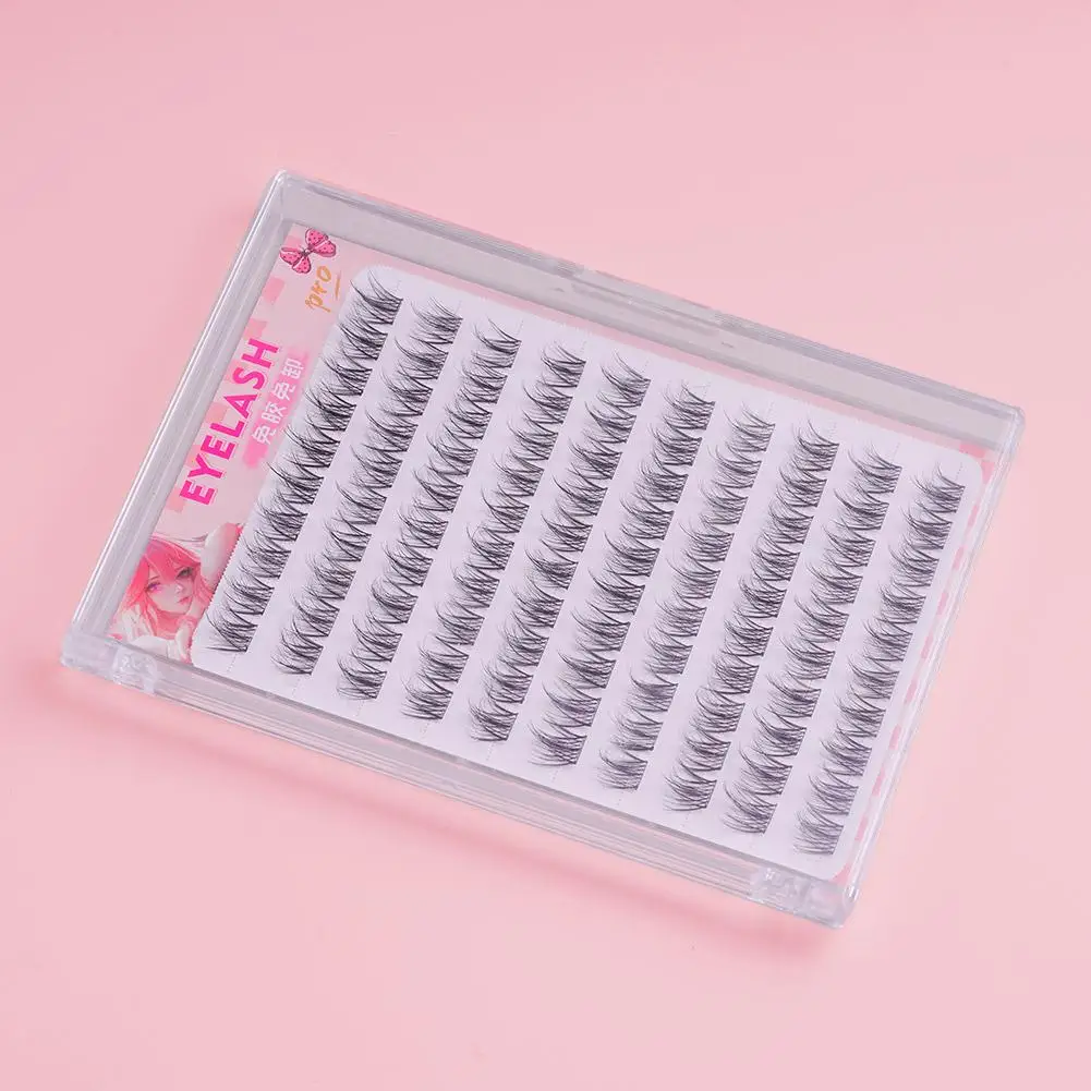 10 列の大容量接着剤不要つけまつげまつげ C カール 10-12 ミリメートルナチュラルシングルクラスター自己粘着つけまつげ X7K0