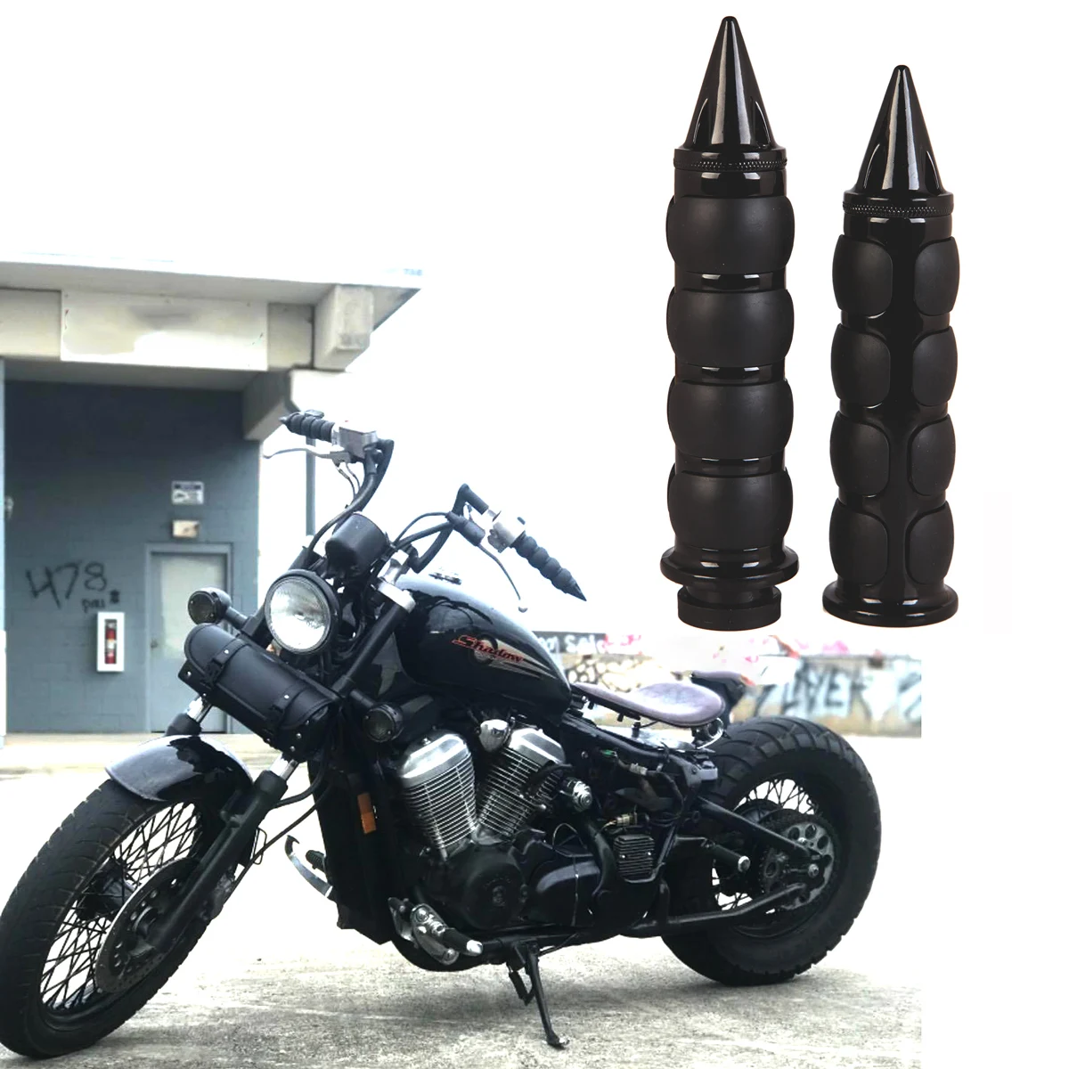 7/8'' 4-Ring Air Cushioned Hand Grips w/ Throttle For Harley Honda Kawasaki Suzuki Yamaha Bikes Cruiser Chopper Custom