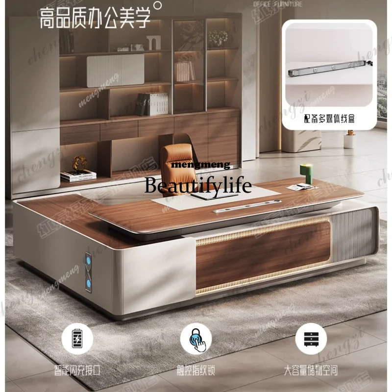 03 Senior sense boss desk light luxury manager desk and chair combination simple blister process president's room large class ta