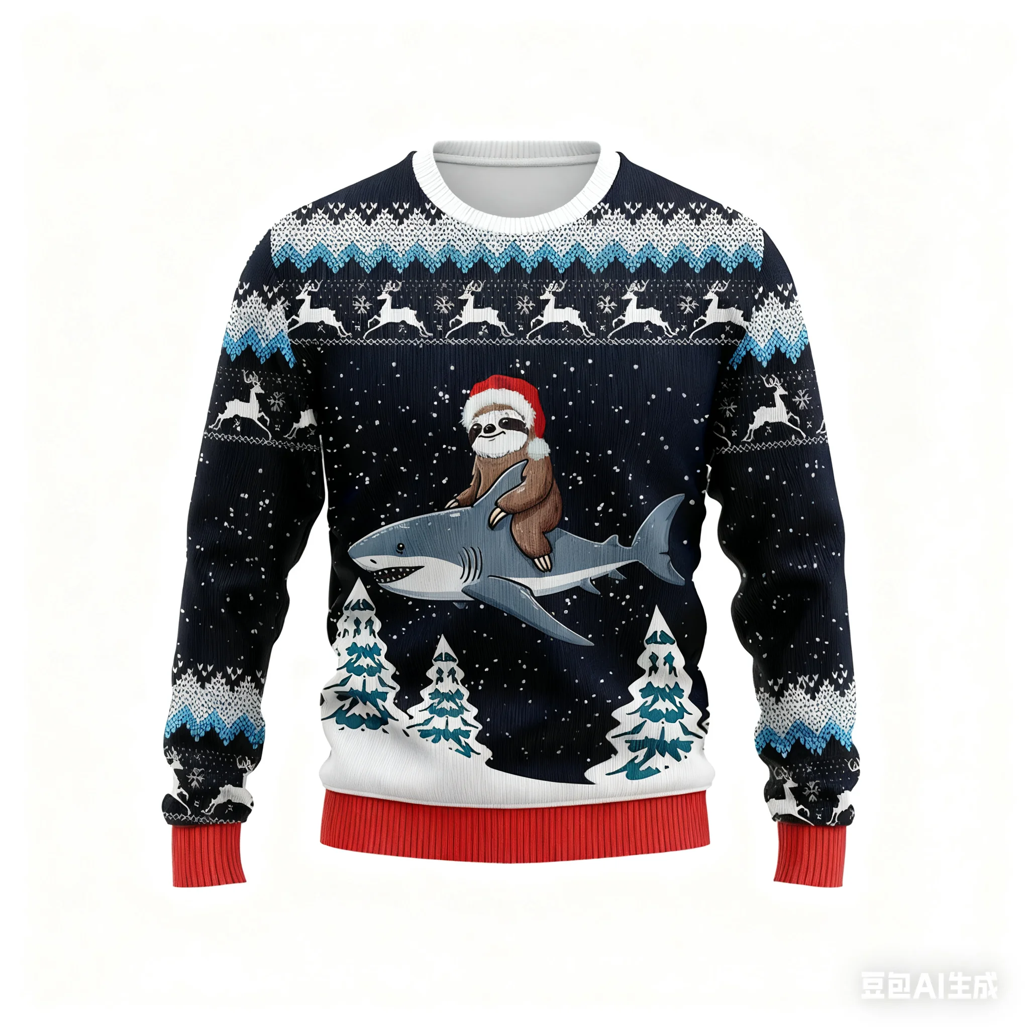 かわいいサメグラフィック 3D プリント醜いクリスマスセーター男性女性服ファッションクルーネック男性スウェットシャツカジュアル秋プルオーバー
