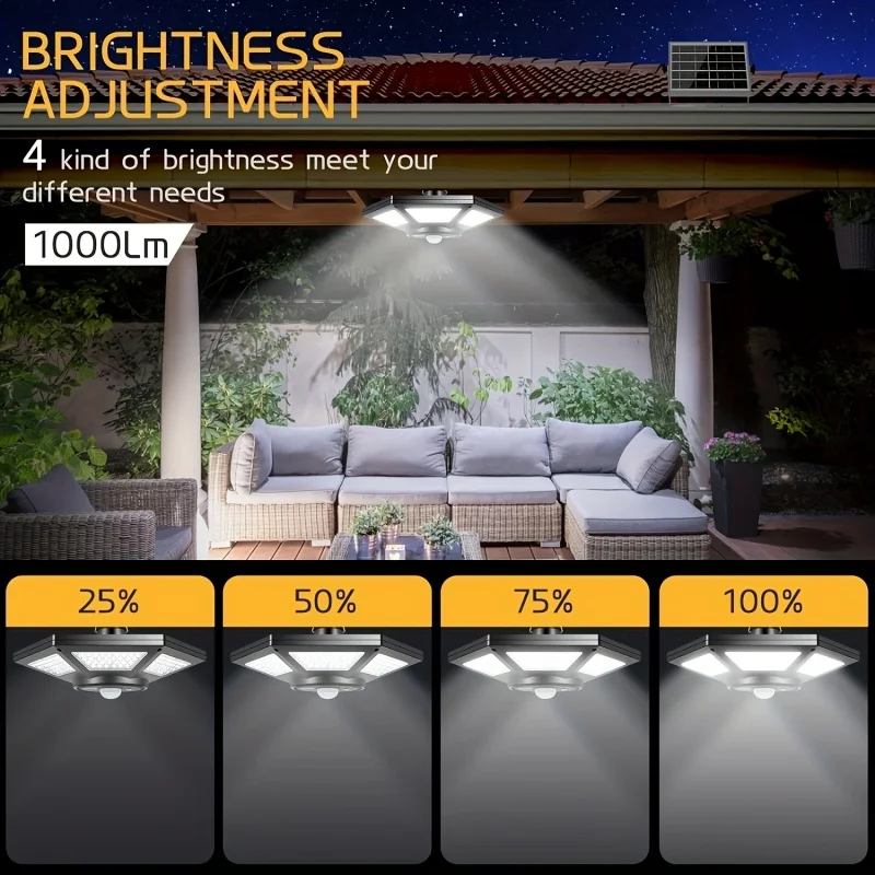 Solar Shed Light, 180LED Motion Sensor Pendant Light with Remote Control IP65 Waterproof Split Solar Panel for Indoor Outdoor