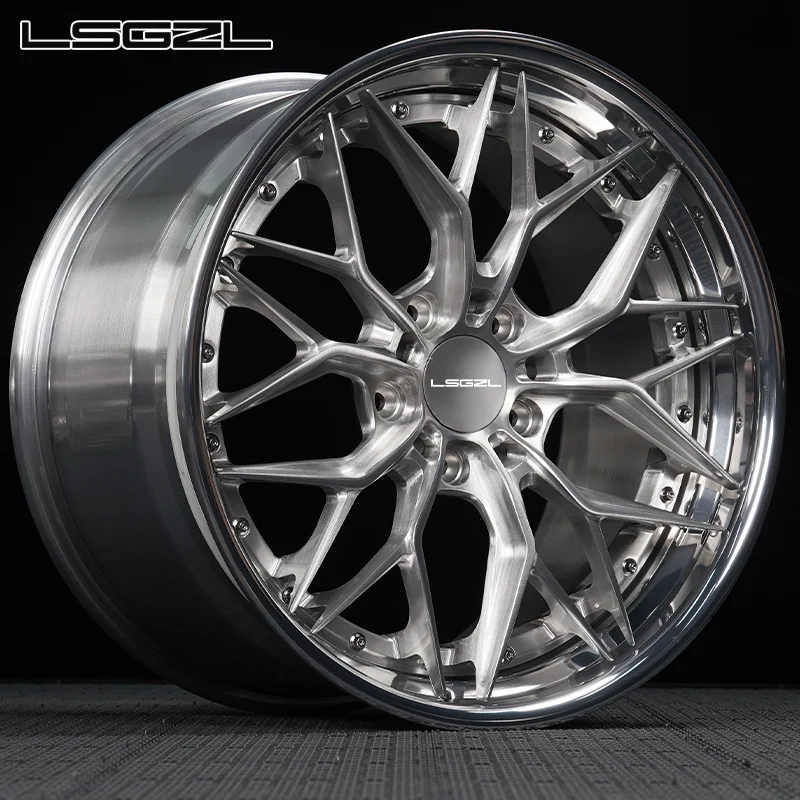LSGZL Custom Two-piece Polished Brushed Concave Forged Wheel 6061-T6 Aluminum Alloy 5x120 5x114.3 5x127 5x130Passenger Car Wheel