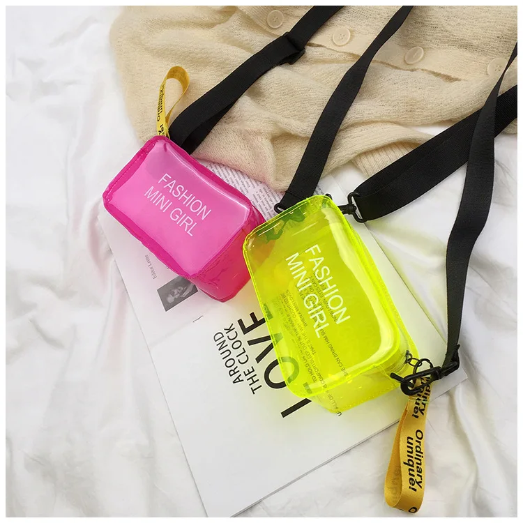 

Y2K Fashion Transparent PVC Jelly Crossbody Bag for Women with Colorful Letters Waterproof Clear Shoulder Bag
