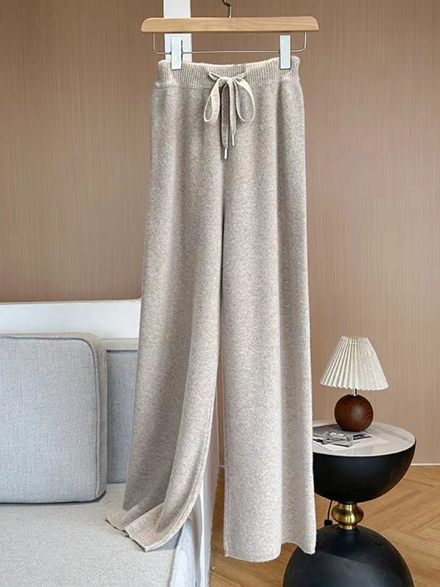 Pantalones informales de pierna ancha para mujer, cómodos, de Color puro, respetuosos con la piel, Otoño Invierno, pantalones largos personalizados para ir al trabajo