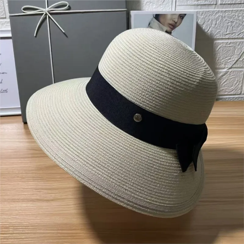 Foldable basin hat woven elegant wide-brimmed fisherman's