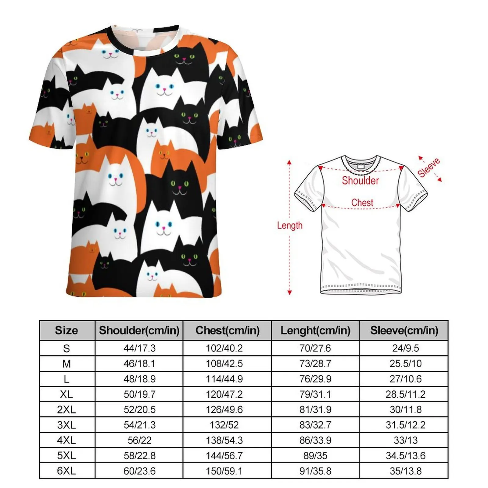 Halloween Cat T-Shirt Funny Cats Trick Or Treat Retro T Shirts Men Street Style Tee Shirt Summer Short Sleeves Graphic Clothing