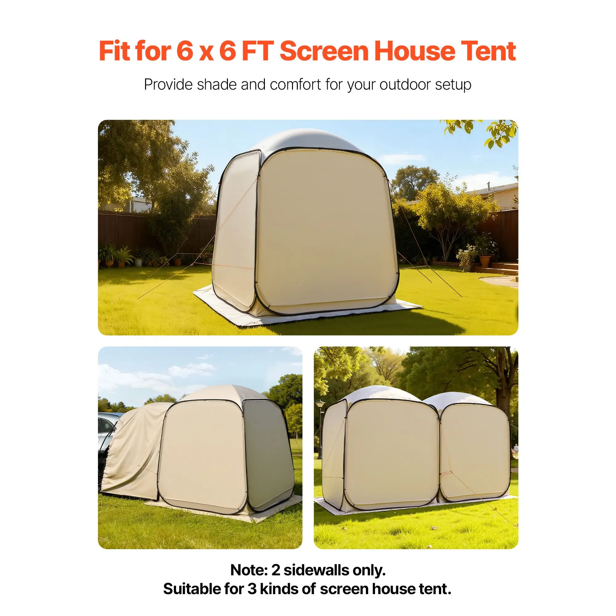 Sun Shade Sail Canopy Covers, Fit for 6 X 6 Ft Screen House Tent, Sun Protection, 5.51 X 5.71 Ft 300D Oxford Silver-Coated