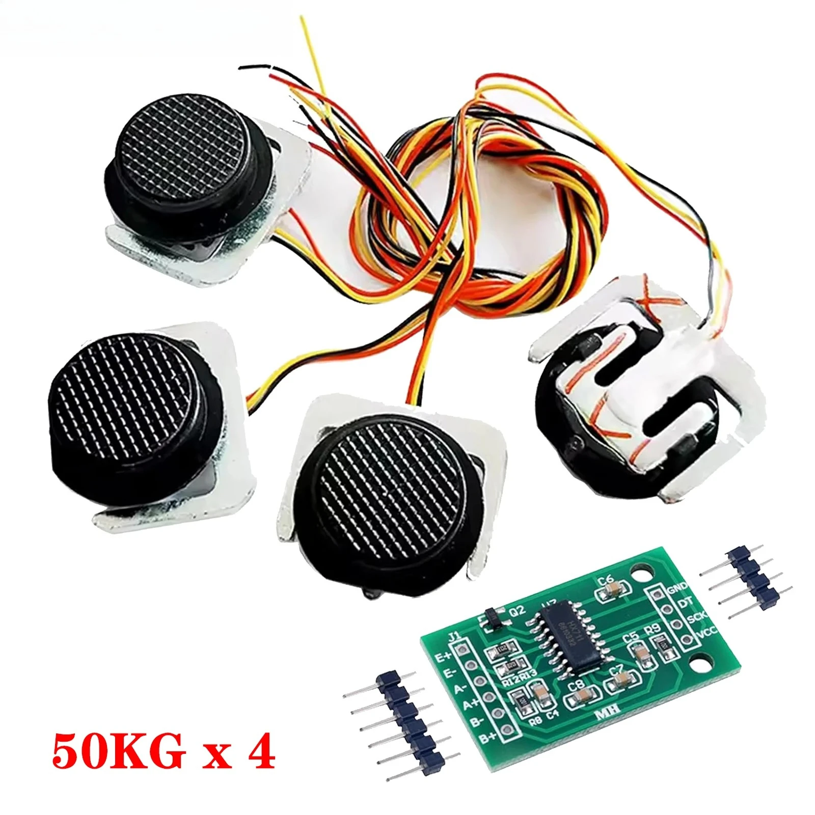 4PCS 50KG Load Cell Weighing Sensor Half-Bridge Strain Gauge Human Body Scale Pressure Sensors + 1PCS HX711 Amplifier AD Module