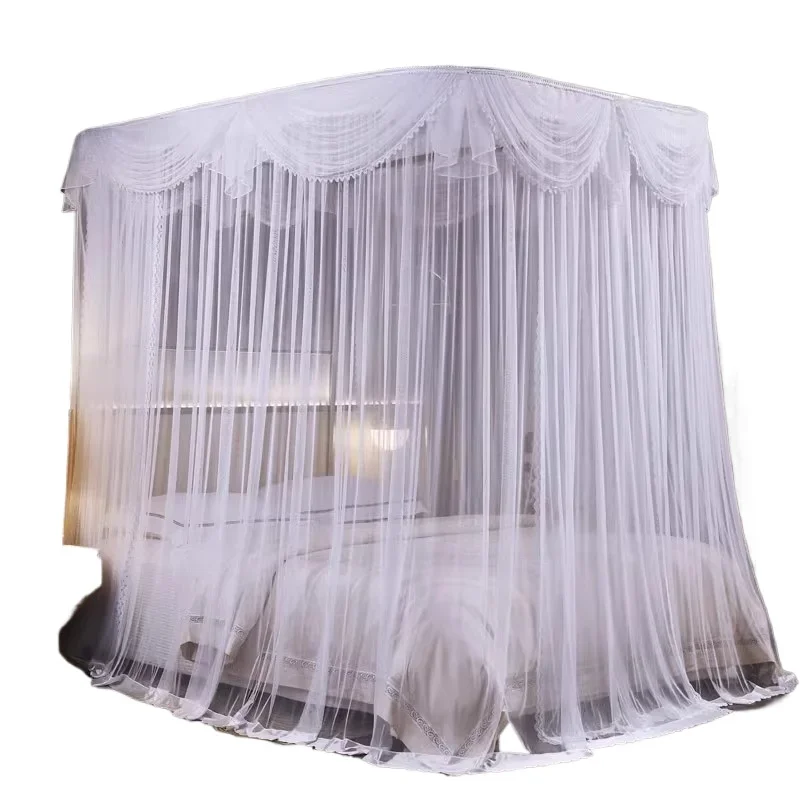 U-rail mosquito net home 2025 new high-grade princess wind thickened encrypted bedroom court wind floor bed mantle