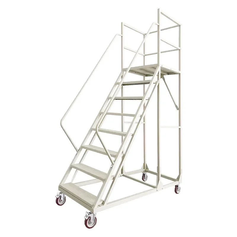 X X platform supermarket tally mobile climbing ladder shopping mall pickup ladder with wheels