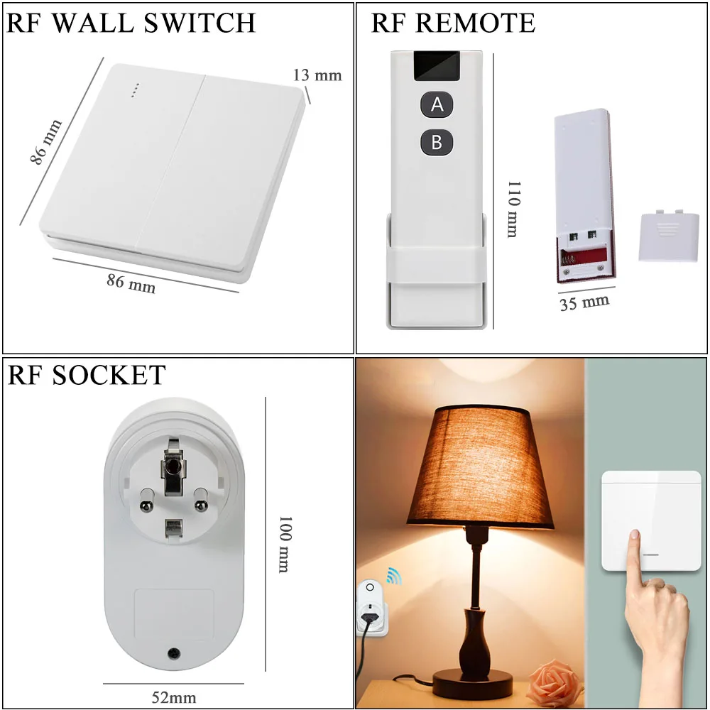 WENQIA Wireless Remote Control Smart Plug In Socket 433mhz EU FR Standard Wall Programmable Socket Switch Smart Home Light 15A