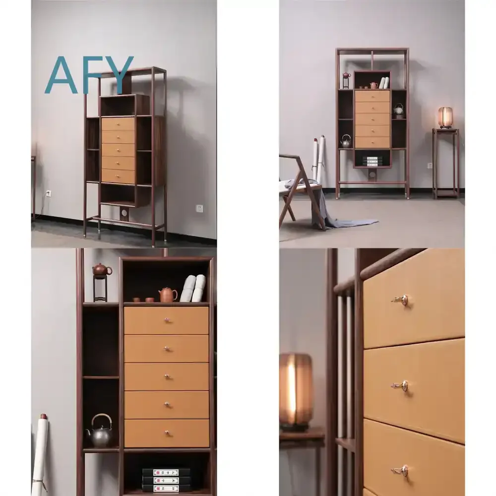 For Liu Zuo New Chinese Style Solid Wood Bogu Shelf Zen Bookshelf Storage Cabinet Tea Stand Minimalist White Wax Wood