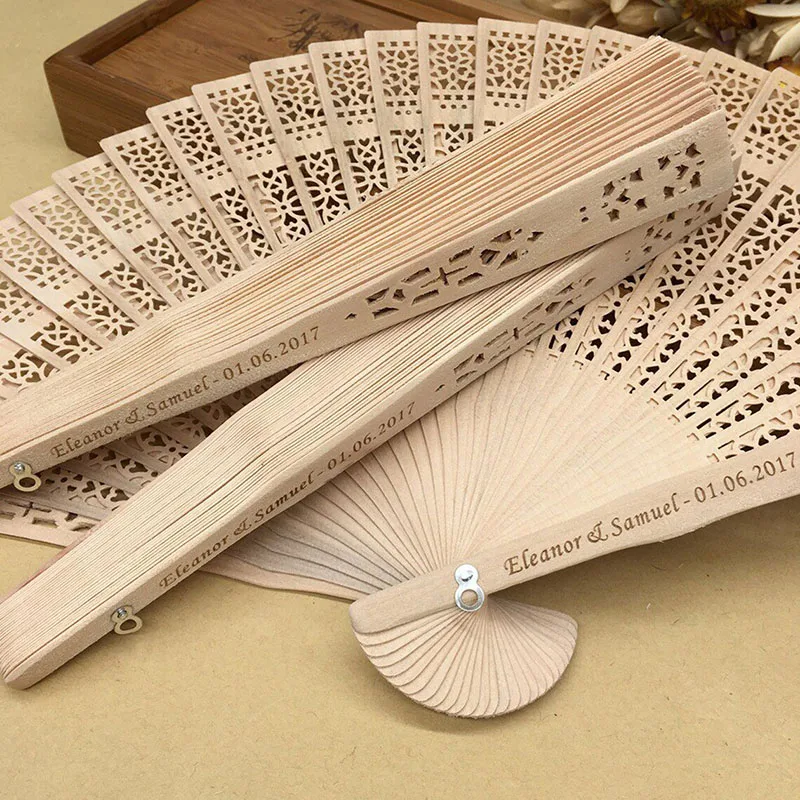 Personalized Engraved Wooden Folding Fan Vintage Wedding Folding Fans Customized Hand Fan Wedding & Party Favors Gifts For Guest