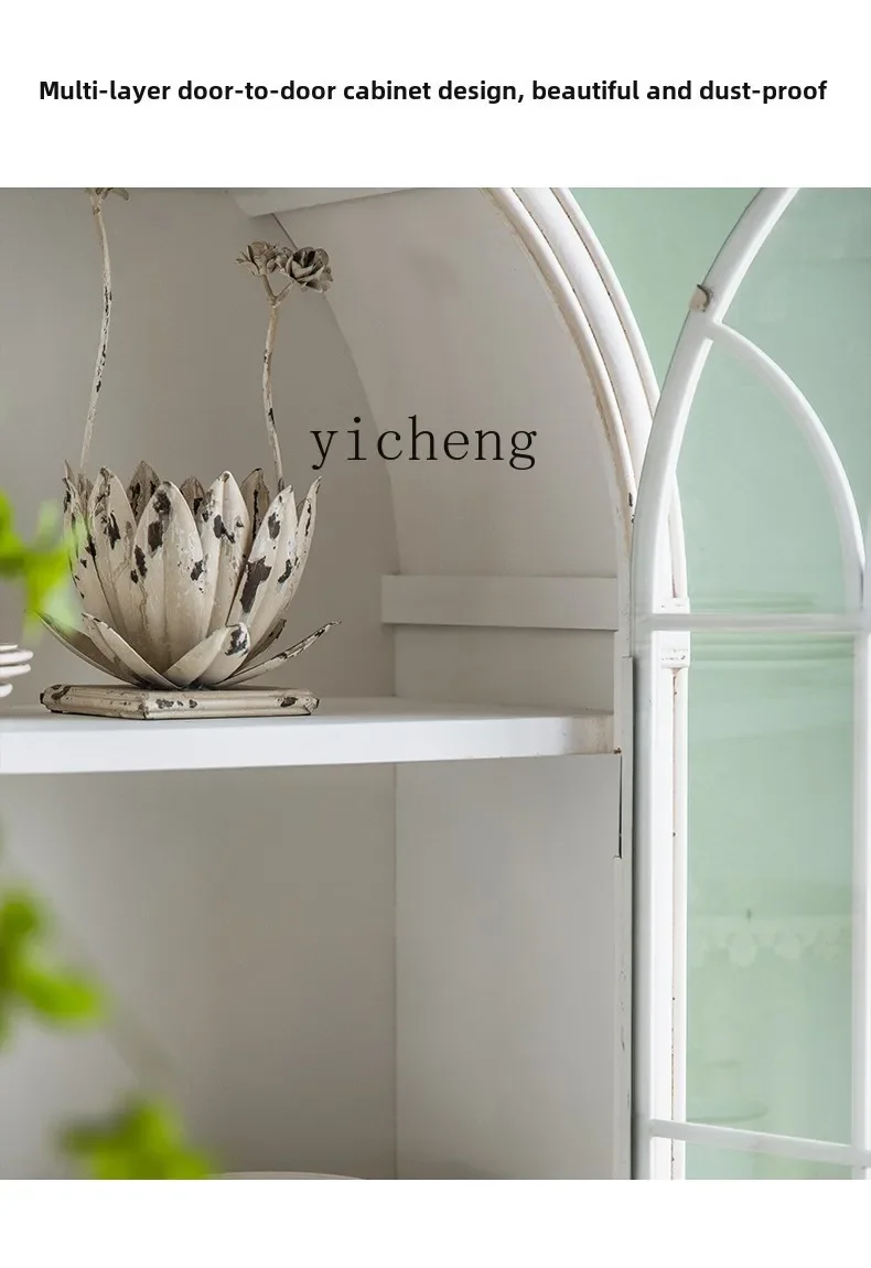 GZ entrance cabinet retro and old arched bookcase floor-to-wall glass display case storage locker entrance cabinet