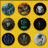 X-Xenomorph Alien P-Predator Badges 75mm 25mm 44mm 32mm 58mm Round Pin Brooch Souvenir Clothes Cosplay Gift Accessories