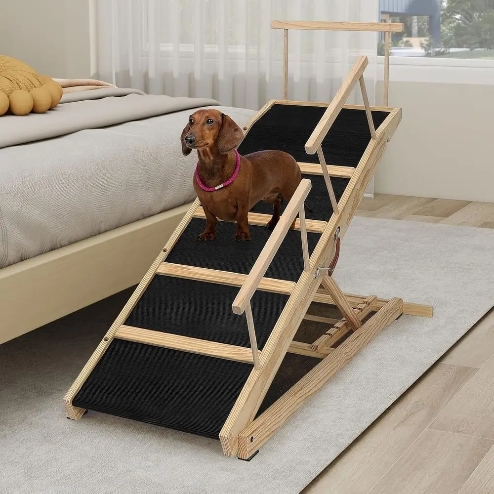 Pet Stairs for Small Dogs: 28.5 High, 48 Long, 120lbs Capacity, Anti-Slip & Safety Rail