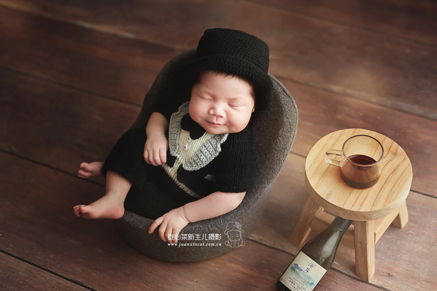 Gentleman British style dress hat set newborn baby jumpsuit sleeping bag photography prop 신생아촬영