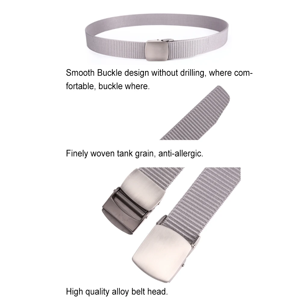 Men Belt Solid Color Fashionable Alloy Buckle Flexible Nonslip Boys Belts