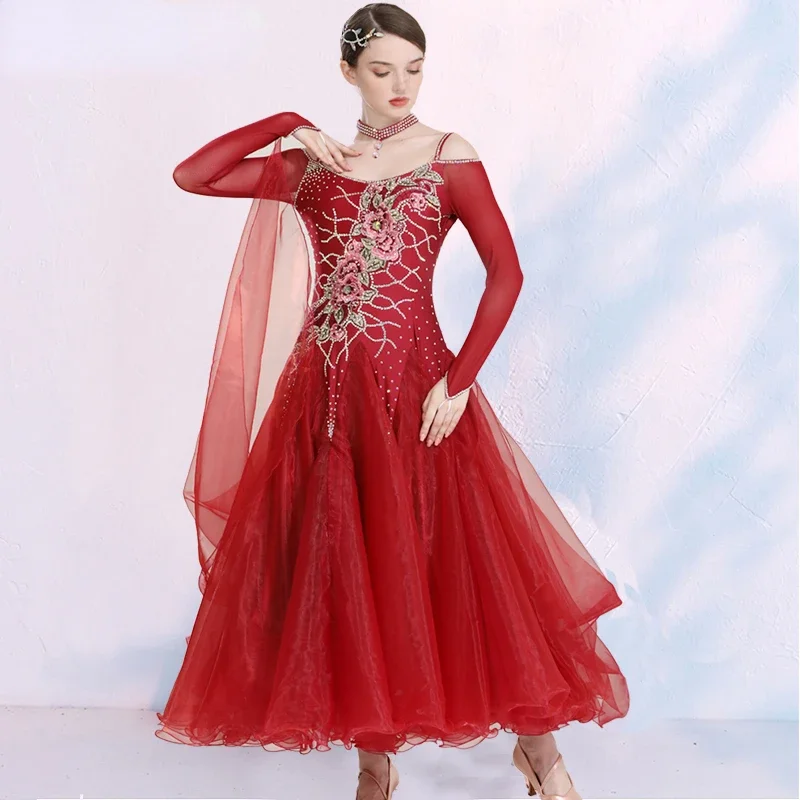 

National Waltz Tango Standard Dance Dresses Female Ballroom Competition Dance Dress Modern Dance Big Swing Waltz Performance