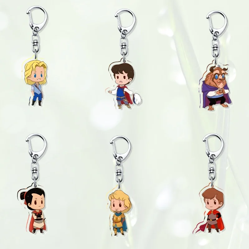 Flynn Rider Aladdin The Beast Prince Eric Anime Acrylic Keychain Jewelry Friends Key Chain Related Products Creativity Friends